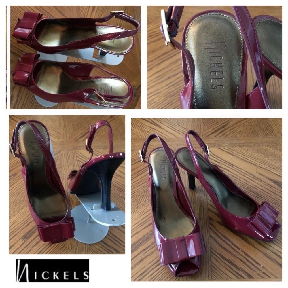 Bordeaux Patent Leather Sling-Back Heels